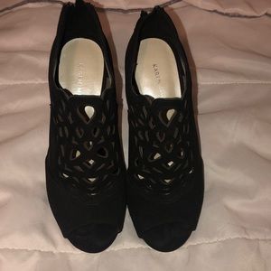 Karen Millen peep toe black high heels size 7